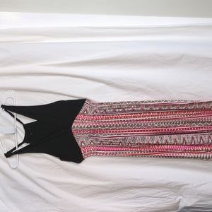 Felicity & Coco | Black Racerback Bodice Bright Patterned Maxi Dress | S